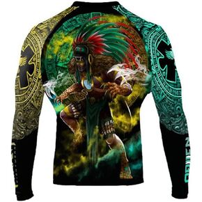 Raven Fightwear Men's Tezcatlipoca Aztec Rash Guard MMA BJJ Black