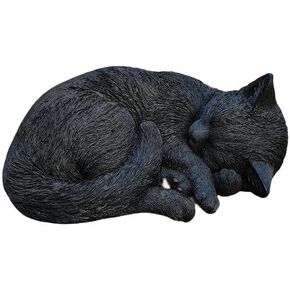 Hi-Line Gift Ltd. Nocturnal Elegance: Black Polyresin Sleeping Cat Figurine