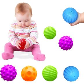Sensory Toys for Babies, Montessori Textured Baby Balls and Wheat Straw Rattle, Baby Toys for 6-12 Months, Ideal Newborn Gifts for Boys and Girls, Toddler Toys for 1-3