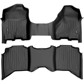 SMARTLINER Floor Mats 2 Row Liner Set Black Compatible with 2012-2022 Ram 1500/2500/3500 Crew (4 Full Size Doors) with 1st Row Bench Seat