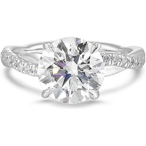 IGI Certified 3 1/4 Carat Lab Grown Diamond Engagement Ring for Women - 14k White Gold Twisted Band Ring for Her (G-H, VS1-VS2, 3.26 cttw) Wedding Promise Anniversary Ring Size 7