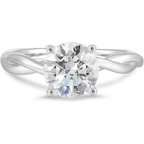 IGI Certified 2 Carat Lab Grown Diamond Solitaire Engagement Ring for Women - 14k White Gold Twisted Band Ring for Her (G-H, VS1-VS2, 2 cttw) Wedding Promise Anniversary Ring Size 7