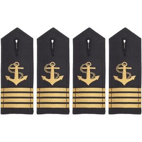 WEBEEDY 2 Pairs Shoulder Boards Epaulets Hardboard Anchor Shoulder Boards Badge Epaulets Captain Mate Navy Fleet Admiral Uniform Insignia Sliders Cosplay Epaulette Sliders, Four Bars Gold Stripes in Kuwait