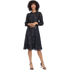 Maggy London Women's Long Sleeve Ruffle Neck Dress