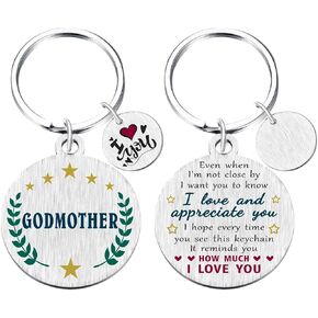 Yobent Godmother Gifts from Godchild - I Love My Godmother Birthday Keychain, Personalized Godmother Appreciation Valentines Day Key Chain Present for Women
