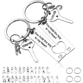 Valentines Day Gifts for Her Him Personalized Matching Keychain Couple Gifts for Wife Husband Fiance Romantic Anniversary Wedding Birthday Christmas Presents Stocking Stuffers for Boyfriend Girlfriend