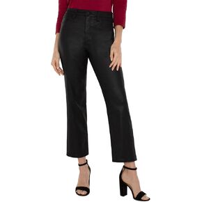 Liverpool Women's Kennedy Crop Straight Hi-Rise Denim in Coated Black