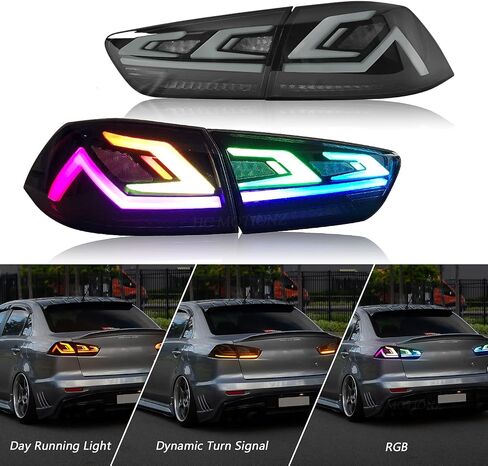 مجموعة مصابيح LED HCMOTIONZ RGB لمصابيح Mitsubishi Lancer EVO X 2008-2020 الخلفية مع إشارة انعطاف تسلسلية/رسوم متحركة لبدء التشغيل/جوانب السائق والركاب... in Saudi Arabia