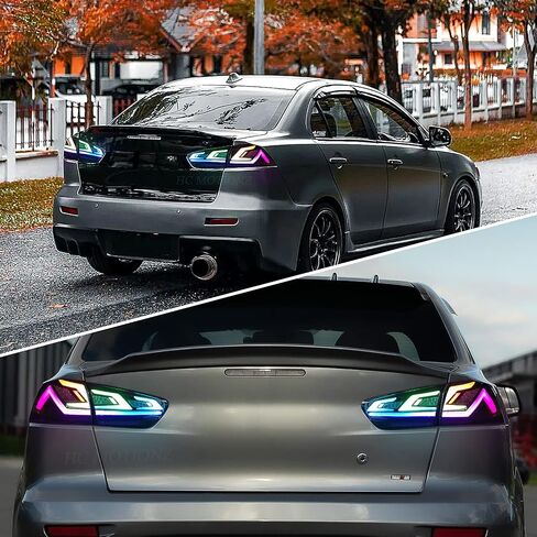 مجموعة مصابيح LED HCMOTIONZ RGB لمصابيح Mitsubishi Lancer EVO X 2008-2020 الخلفية مع إشارة انعطاف تسلسلية/رسوم متحركة لبدء التشغيل/جوانب السائق والركاب... in Saudi Arabia