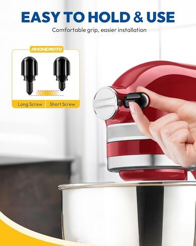 برغي إبهام بمقبض مرفق مناسب لخلاطات KitchenAid، أجزاء بديلة لمقبض رأس برغي طويل من الألومنيوم 6061، يستبدل 9709194، 4162142، 240374 إلخ، أسود in Kuwait