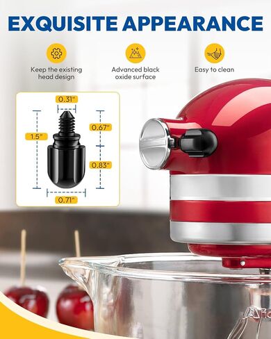 برغي إبهام بمقبض مرفق مناسب لخلاطات KitchenAid، أجزاء بديلة لمقبض رأس برغي طويل من الألومنيوم 6061، يستبدل 9709194، 4162142، 240374 إلخ، أسود in Kuwait
