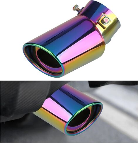 Stainless Steel Car Exhaust Tip, 2.5" to 3.3" Straight Polished Automotive Replacement Exhaust Pipes, Adjustable Car Decoration Chrome-Plated Finish Exhaust Tailpipe Tip (Black, Curved) in Kuwait