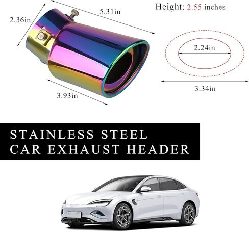 Stainless Steel Car Exhaust Tip, 2.5" to 3.3" Straight Polished Automotive Replacement Exhaust Pipes, Adjustable Car Decoration Chrome-Plated Finish Exhaust Tailpipe Tip (Black, Curved) in Kuwait