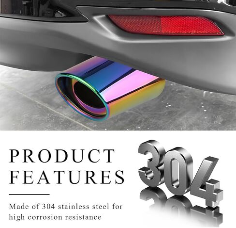 Stainless Steel Car Exhaust Tip, 2.5" to 3.3" Straight Polished Automotive Replacement Exhaust Pipes, Adjustable Car Decoration Chrome-Plated Finish Exhaust Tailpipe Tip (Black, Curved) in Kuwait