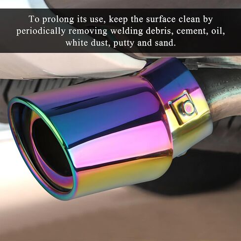 Stainless Steel Car Exhaust Tip, 2.5" to 3.3" Straight Polished Automotive Replacement Exhaust Pipes, Adjustable Car Decoration Chrome-Plated Finish Exhaust Tailpipe Tip (Black, Curved) in Kuwait