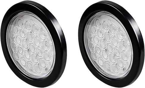 Astra Depot 2pcs Clear Lens 4" Round 24-LED Back Up Reverse Tail Light w/Grommet Plug Kit Truck Trailer Van UTV in Kuwait