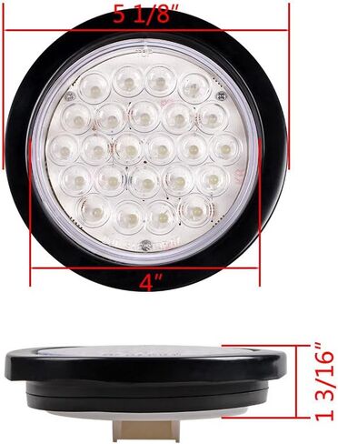 Astra Depot 2pcs Clear Lens 4" Round 24-LED Back Up Reverse Tail Light w/Grommet Plug Kit Truck Trailer Van UTV in Kuwait