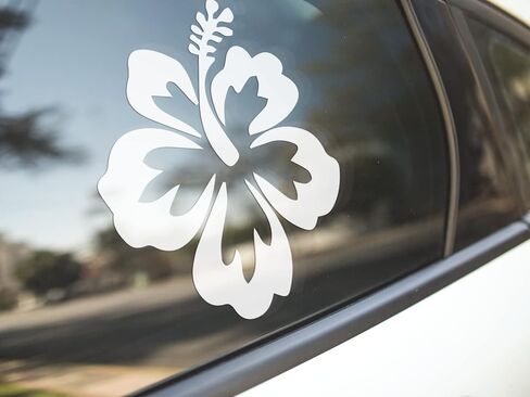 Hawaiian Hibiscus Flower Decal - Perfect for Car, Truck, Notebook, Water Bottle, Window, Wall - Hawaii Bumper Stickers - 4-Inch by 4.25-Inch Size - Durable and Waterproof Vinyl Decal for Outdoors and Indoors Add a Touch of Aloha to Your Life with this Stu in Kuwait