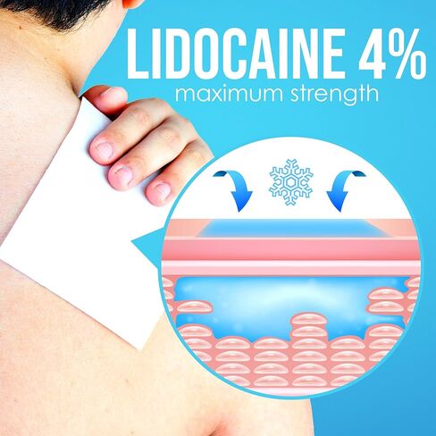 رقع ليدوكائين من جي جي كير (عبوة من 6 قطع)، 4% رقع يدوكائين أقصى قوة، 4 × 5.5 سم رقع يدوكائين لتخفيف آلام الظهر للتخدير السريع للأوجاع والظهر والرقبة وألم العضلات، تدوم حتى 12 ساعة in Kuwait