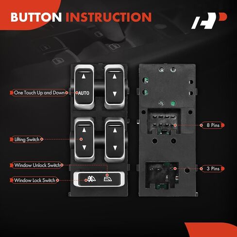 A-Premium Front Left Driver Side Master Power Window Switch Compatible with Lincoln Town Car 2003 2004 2005 2006 2007 2008, Sedan, Replace# 5W1Z-14529-BA, 3W1Z14529BA in Saudi Arabia