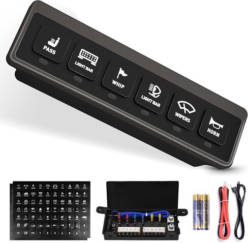 6 Gang Wireless Switch Panel, Auxiliary Car Swtich Panel with 2 Light Modes Memory Function, 12V 80A Universal Relay Switch Box for Truck Offroad SUV UTV ATV Boat Marine in Saudi Arabia