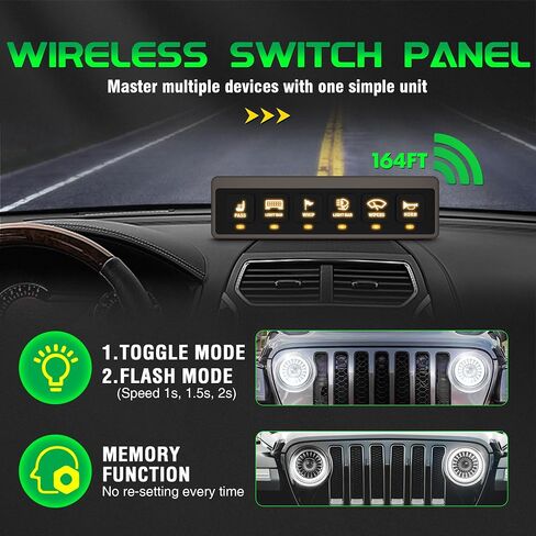 6 Gang Wireless Switch Panel, Auxiliary Car Swtich Panel with 2 Light Modes Memory Function, 12V 80A Universal Relay Switch Box for Truck Offroad SUV UTV ATV Boat Marine in Saudi Arabia