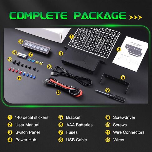 6 Gang Wireless Switch Panel, Auxiliary Car Swtich Panel with 2 Light Modes Memory Function, 12V 80A Universal Relay Switch Box for Truck Offroad SUV UTV ATV Boat Marine in Saudi Arabia