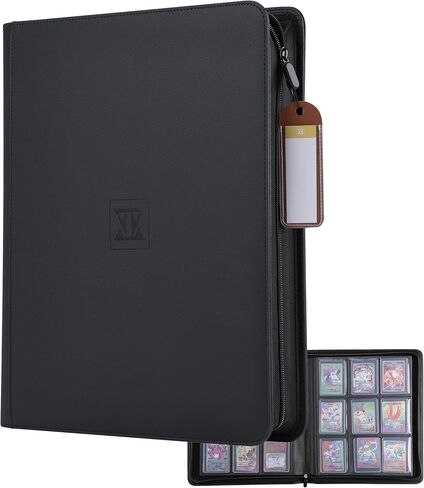 1000+ Trading Card Binder, 16 Pocket Zip Card Collection Binder Card Album Compatible with TCG, MTG, Baseball Cards, Sports Cards and More (Black) in Saudi Arabia