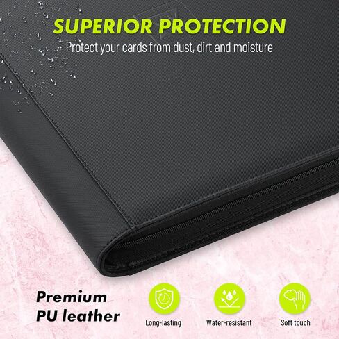 1000+ Trading Card Binder, 16 Pocket Zip Card Collection Binder Card Album Compatible with TCG, MTG, Baseball Cards, Sports Cards and More (Black) in Saudi Arabia