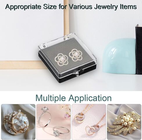 PATIKIL 12 Pcs Lapel Pin Box, 2x2x0.7 Inch Plastic Clear Brooch Storage Boxes Jewelry Gift Display Container with Sponge for Badge Pin Gemstone Show Case in Saudi Arabia