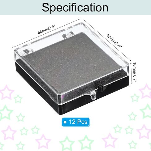 PATIKIL 12 Pcs Lapel Pin Box, 2x2x0.7 Inch Plastic Clear Brooch Storage Boxes Jewelry Gift Display Container with Sponge for Badge Pin Gemstone Show Case in Saudi Arabia