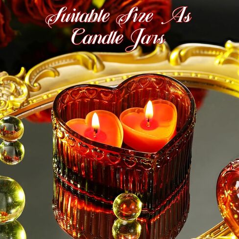4 Pcs Crystal Glass Heart Shaped Storage Box Glass Jewelry Box Embossed Vintage Jewelry Box for Ring Earring Trinkets Women Gift, 3.74''L x 3.54''W x 2.36''H (Red) in Kuwait