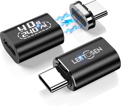 240W Magnetic USB C Adapter, 24Pin 180 Degree USB C Magnetic Adapter 40Gbps Magnetic Adapter Support 8K@60Hz Video Display for Thunderboard 4/3 MacBook Pro/Air and More Type C Devices in Saudi Arabia