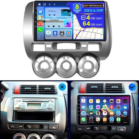 [2G+64G] لسيارة Honda Fit 2004-2010 Android 13 Car Stereo Wireless CarPlay Android Auto، راديو ملاحة GPS بشاشة لمس 9 بوصات مع ميكروفون كاميرا احتياطية WiFi BT FM RDS in Saudi Arabia