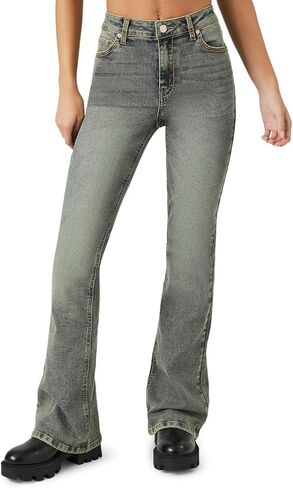 Forever 21 Women's Stone Wash High-Rise Flare Jeans in Kuwait