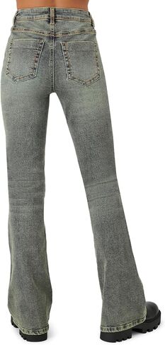 Forever 21 Women's Stone Wash High-Rise Flare Jeans in Kuwait