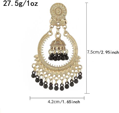 Boho Indian Bell Dangle Drop Studs Earrings for Women Vintage Ethnic Chandelier Teardrop Hollow Earrings Traditional Earring Jewelry Statement in Kuwait