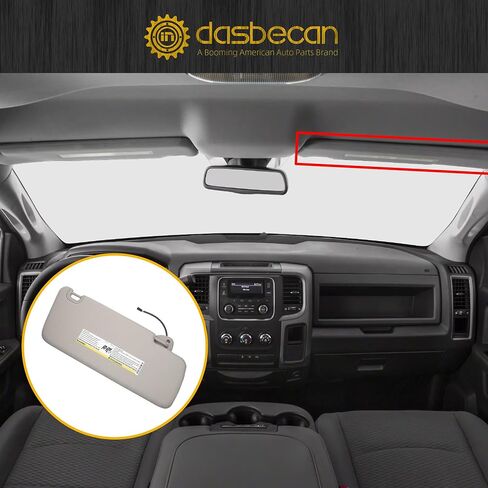 Dasbecan Left Driver Side Sun Visor Compatible with 2013-2018 Dodge Ram 1500 2500 3500 4500 5500 Sunvisor Replace# 1VF25BD1AD (Gray) in Saudi Arabia