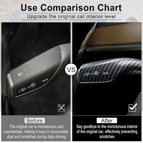 BJSIA 2PCS Steering Lever Cover Compatible with Tesla Model 3 Model Y, Gear Shift Cover Carbon Fiber Pattern Gear Lever Cover for Car Knob Protection Cover (Matte Black) in Saudi Arabia