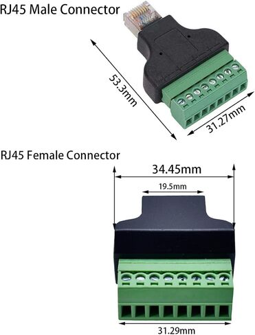 4 قطعة RJ45 برغي محطة محول كتلة ، RJ45 إيثرنت ذكر إلى 8 دبوس موصل ل CCTV DVR Cat5 Cat6 Cat7 in Kuwait