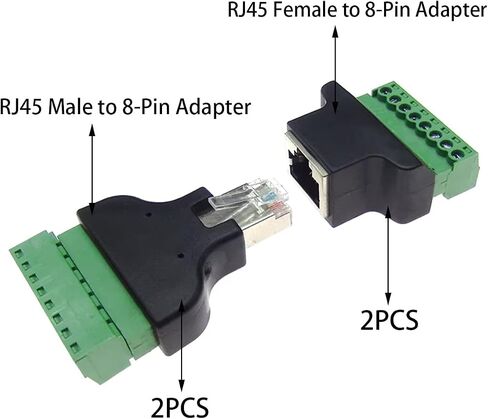 4 قطعة RJ45 برغي محطة محول كتلة ، RJ45 إيثرنت ذكر إلى 8 دبوس موصل ل CCTV DVR Cat5 Cat6 Cat7 in Kuwait