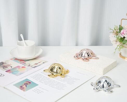 تمثال سلحفاة بحرية صغيرة مقاس 10.16 سم، ذهبي لامع، وزن الورق للحمام، المنزل، المكتب، ديكور طاولة المكتب، هدايا سلحفاة بحرية لطيفة للنساء in Kuwait