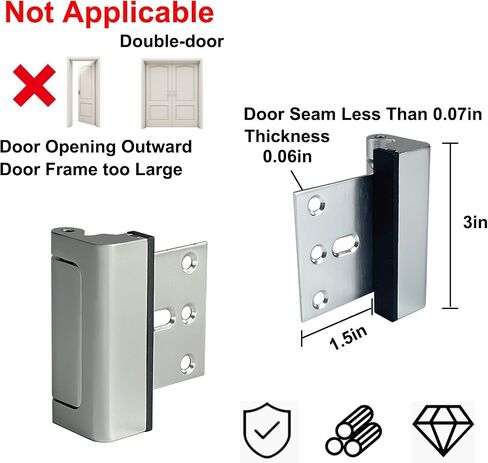 TR TOOLROCK Home Security Door Lock 4 Pack, Childproof Door Reinforcement Lock, 32pcs Stainless Steel Screws for Inward Swinging Door, 3" Aluminum Locks to Defend Prevent Unauthorized Entry (Silver) in Saudi Arabia
