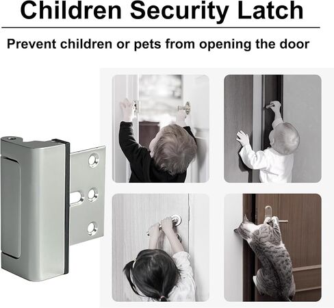 TR TOOLROCK Home Security Door Lock 4 Pack, Childproof Door Reinforcement Lock, 32pcs Stainless Steel Screws for Inward Swinging Door, 3" Aluminum Locks to Defend Prevent Unauthorized Entry (Silver) in Saudi Arabia