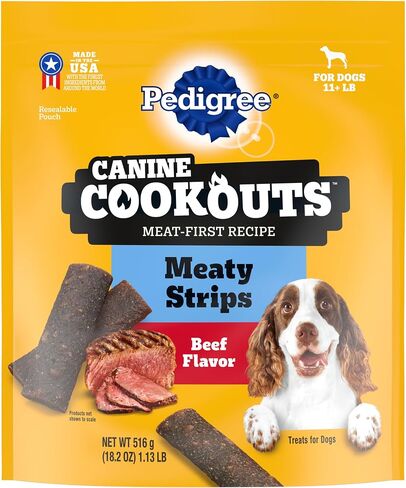 Pedigree Canine Cookout Soft Dog Treats, Chicken Flavored Meaty Strips, 18.2 oz. Bag, Pack of 4 in Saudi Arabia