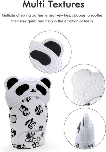 Giftty Baby Teething Mitten, Self-Soothing Teether Glove, Pain Relief Silicone Mitt, Double Breathable, Stay on Baby's Hand, Unisex for Babies 3-12 Months(2 Pink Mittens) in Kuwait