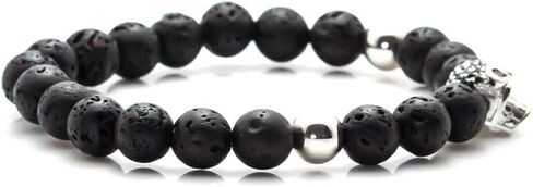 Fashion Crystal Eye Skull Bracelet 8MM Lava Rock Bead Bracelet in Saudi Arabia