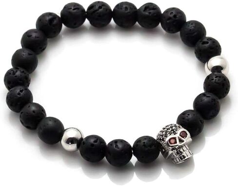 Fashion Crystal Eye Skull Bracelet 8MM Lava Rock Bead Bracelet in Saudi Arabia