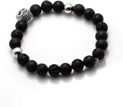 Fashion Crystal Eye Skull Bracelet 8MM Lava Rock Bead Bracelet in Saudi Arabia