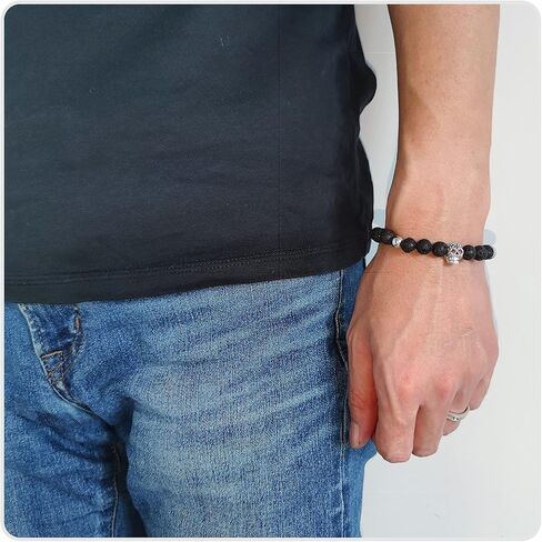 Fashion Crystal Eye Skull Bracelet 8MM Lava Rock Bead Bracelet in Saudi Arabia